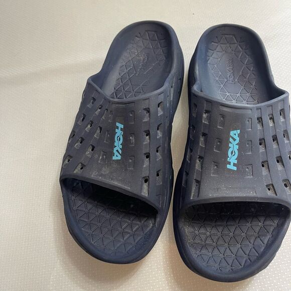 Hoka One One Ora Recovery Navy Blue Sandals Slides Size 13M - Picture 10 of 16